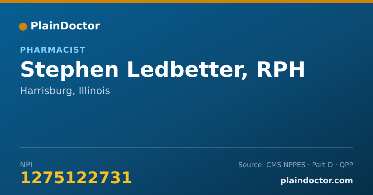 Shareable card for Stephen Ledbetter, RPH - Pharmacist, Harrisburg, IL