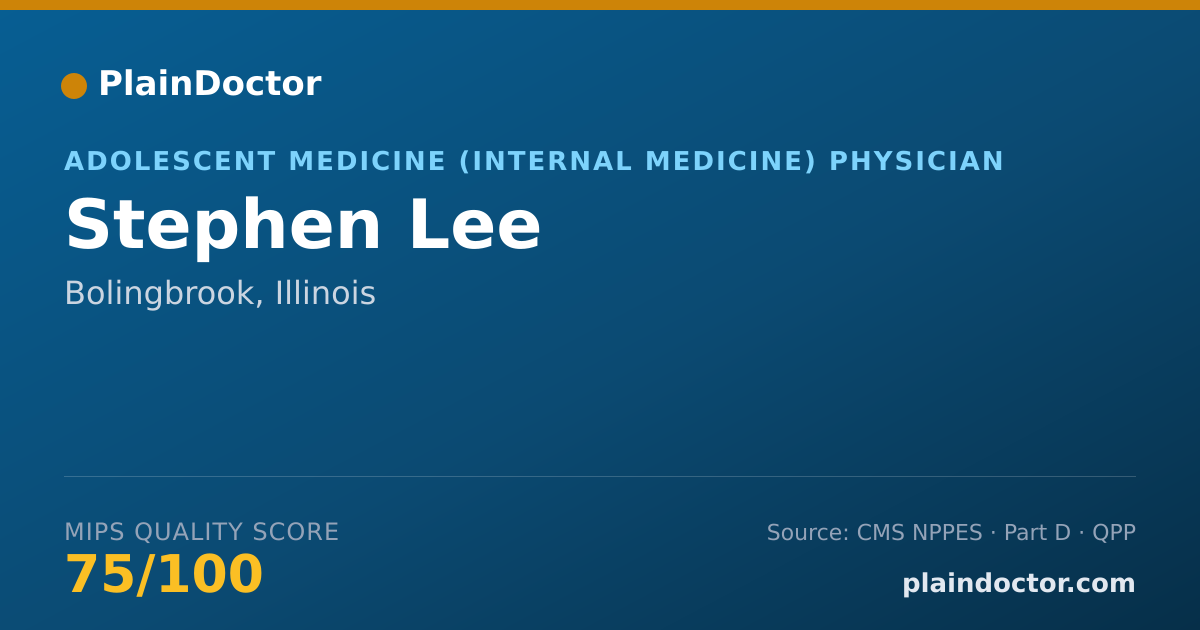 Shareable card for Stephen Lee - Adolescent Medicine (Internal Medicine) Physician, Bolingbrook, IL