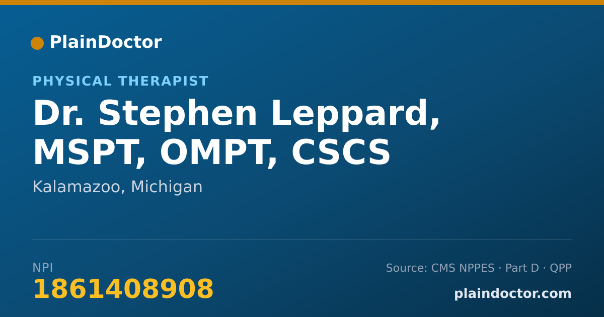 Shareable card for Stephen Leppard, MSPT, OMPT, CSCS - Physical Therapist, Kalamazoo, MI