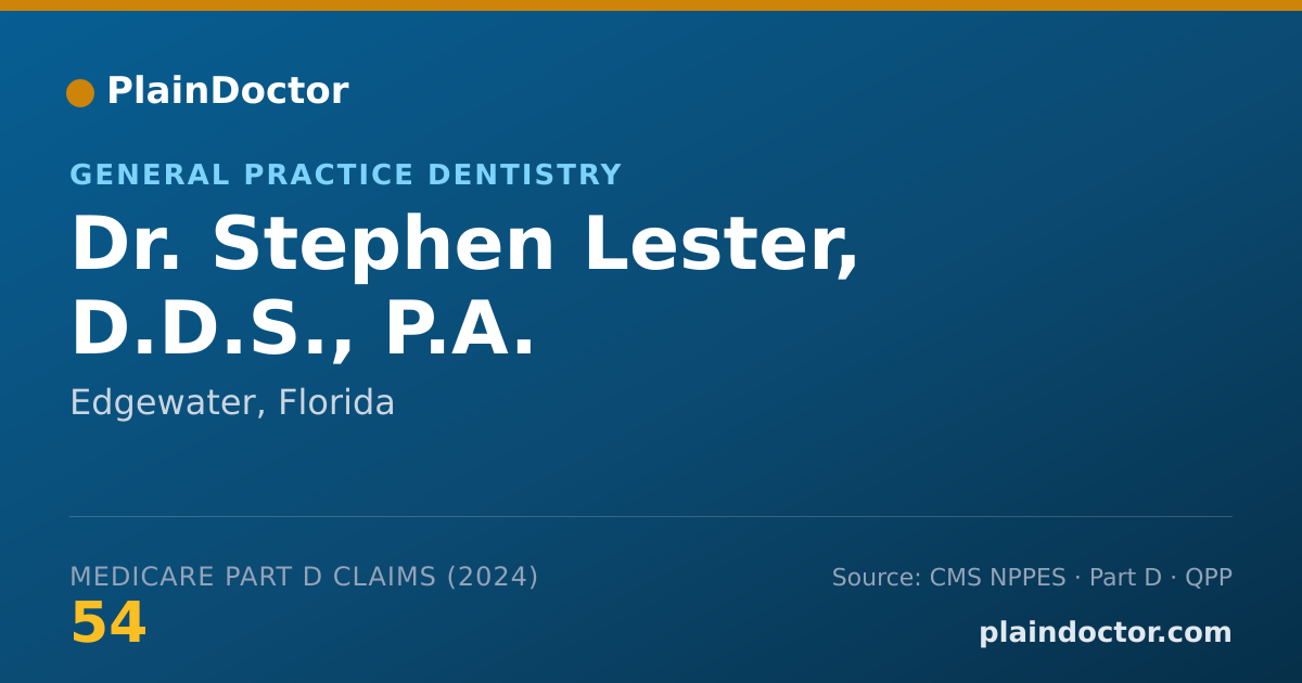 Shareable card for Stephen Lester, D.D.S., P.A. - General Practice Dentistry, Edgewater, FL
