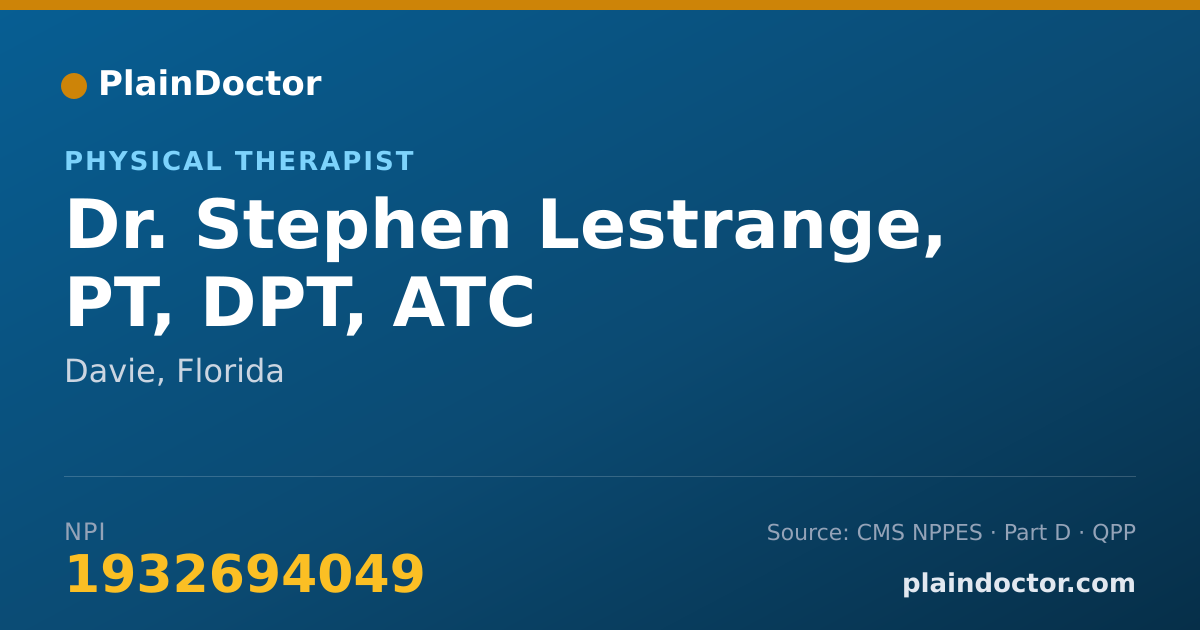 Shareable card for Stephen Lestrange, PT, DPT, ATC - Physical Therapist, Davie, FL