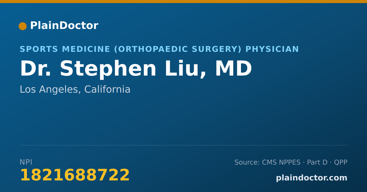 Shareable card for Stephen Liu, MD - Sports Medicine (Orthopaedic Surgery) Physician, Los Angeles, CA