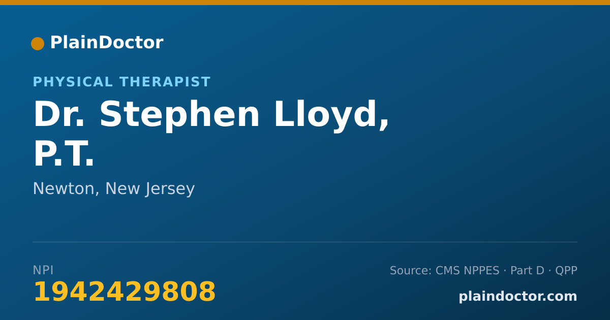 Shareable card for Stephen Lloyd, P.T. - Physical Therapist, Newton, NJ