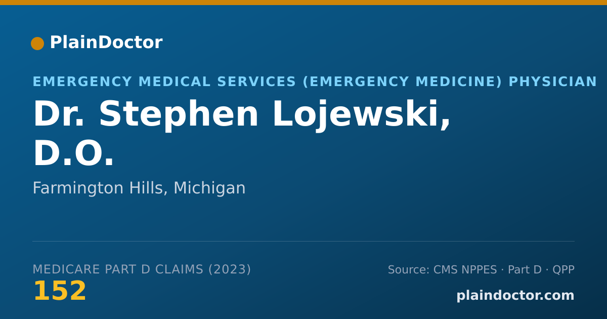 Shareable card for Stephen Lojewski, D.O. - Emergency Medical Services (Emergency Medicine) Physician, Farmington Hills, MI