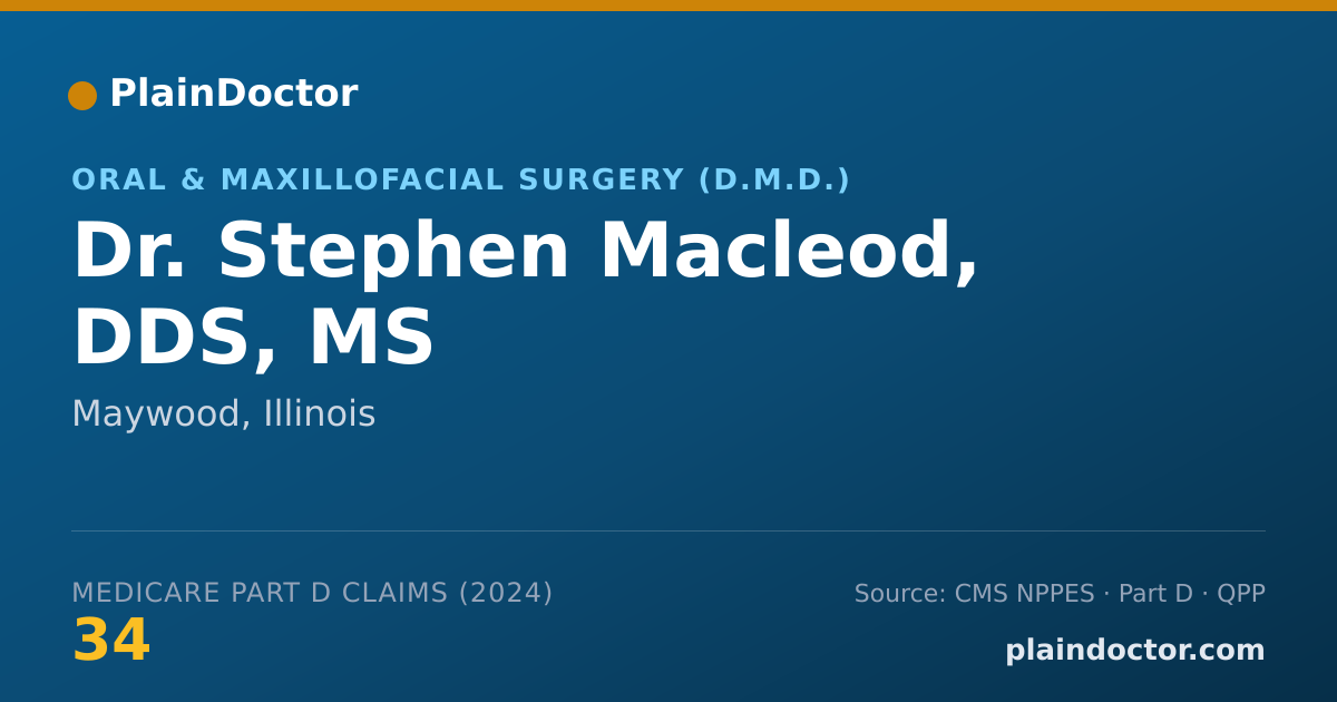 Shareable card for Stephen Macleod, DDS, MS - Oral and Maxillofacial Surgery (Dentist), Maywood, IL