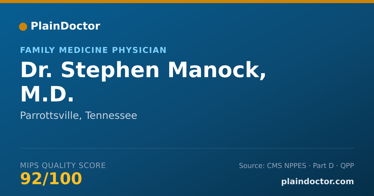 Shareable card for Stephen Manock, M.D. - Family Medicine Physician, Parrottsville, TN