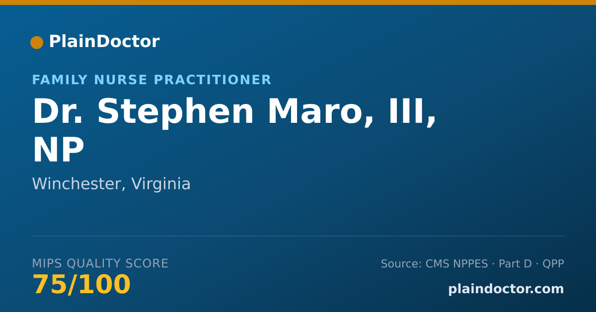 Shareable card for Stephen Maro, III, NP - Family Nurse Practitioner, Winchester, VA