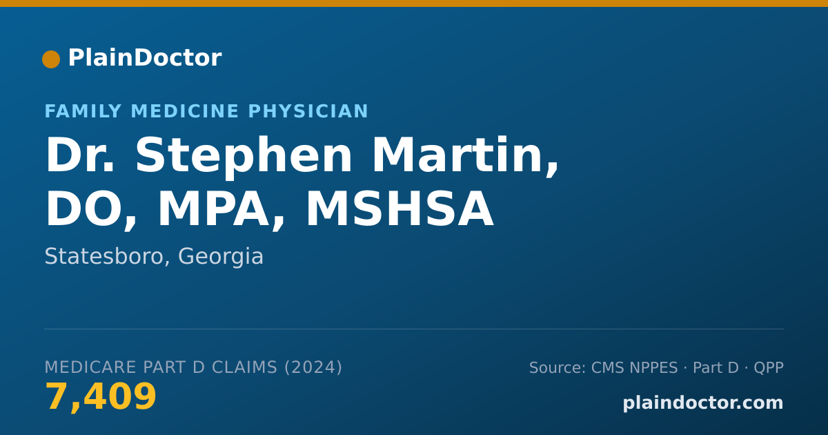 Shareable card for Stephen Martin, DO, MPA, MSHSA - Family Medicine Physician, Statesboro, GA
