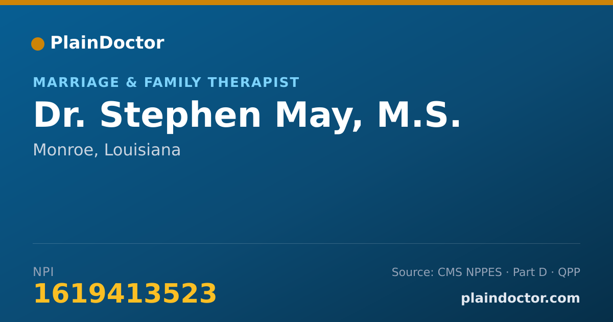 Shareable card for Stephen May, M.S. - Marriage & Family Therapist, Monroe, LA