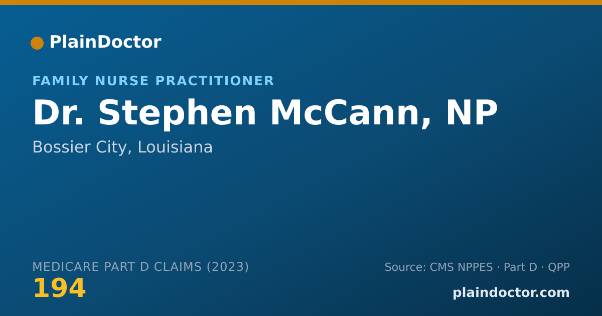 Shareable card for Stephen McCann, NP - Family Nurse Practitioner, Bossier City, LA