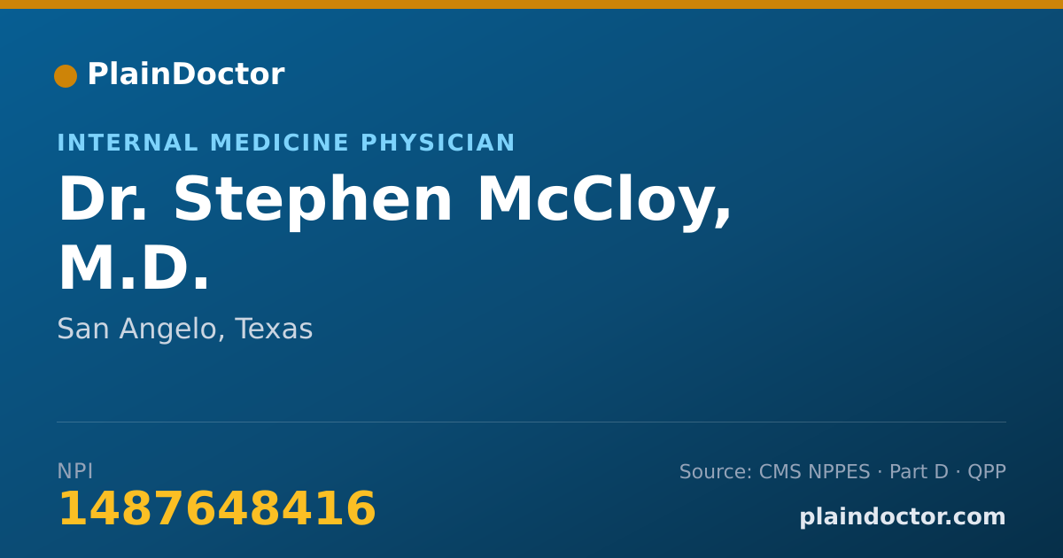 Shareable card for Stephen McCloy, M.D. - Internal Medicine Physician, San Angelo, TX