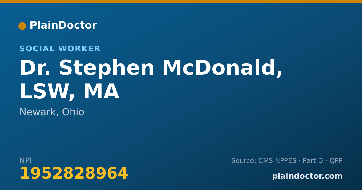 Shareable card for Stephen McDonald, LSW, MA - Social Worker, Newark, OH