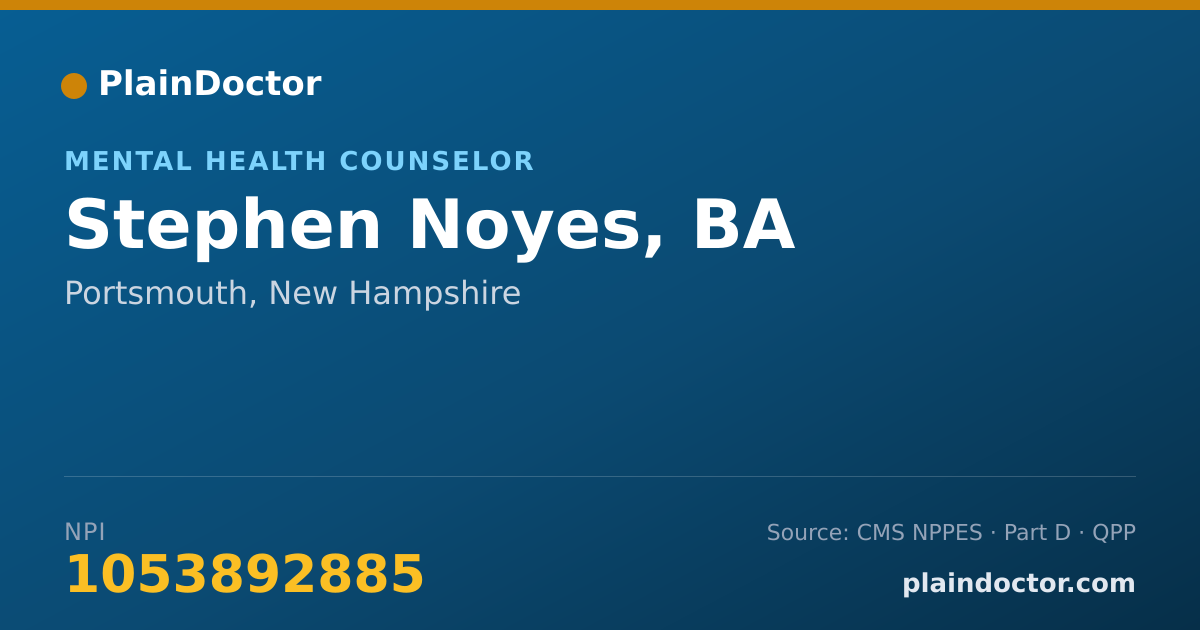 Shareable card for Stephen Noyes, BA - Mental Health Counselor, Portsmouth, NH
