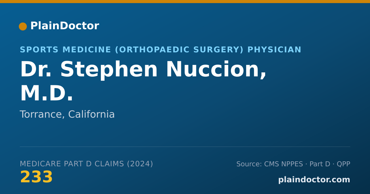 Shareable card for Stephen Nuccion, M.D. - Sports Medicine (Orthopaedic Surgery) Physician, Torrance, CA
