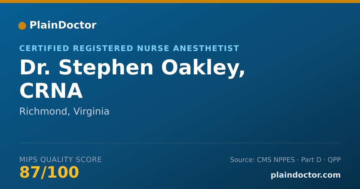 Shareable card for Stephen Oakley, CRNA - Certified Registered Nurse Anesthetist, Richmond, VA