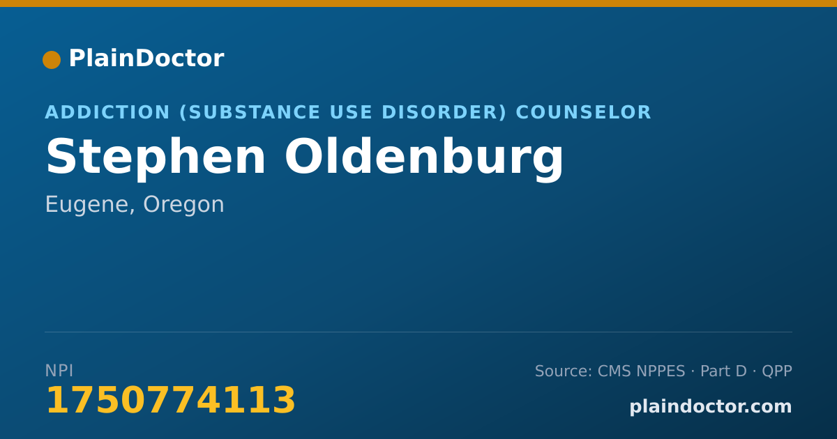 Shareable card for Stephen Oldenburg - Addiction (Substance Use Disorder) Counselor, Eugene, OR