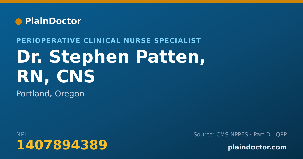 Shareable card for Stephen Patten, RN, CNS - Perioperative Clinical Nurse Specialist, Portland, OR