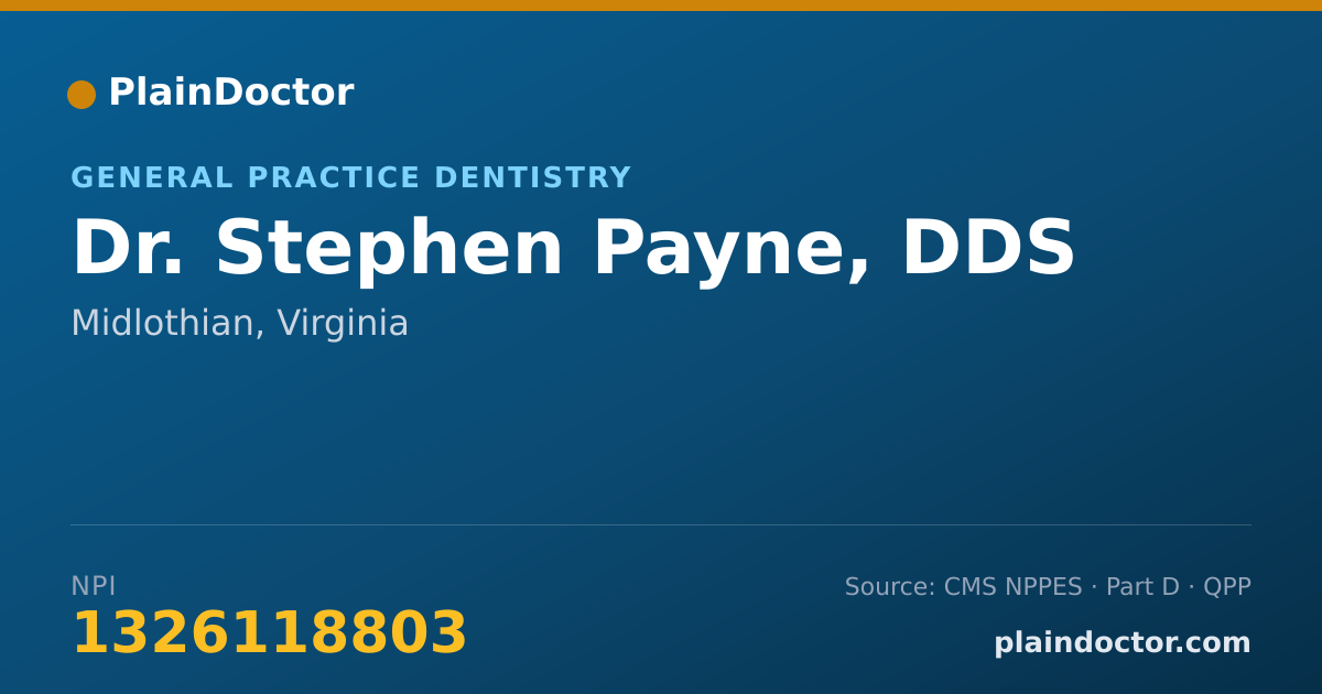 Shareable card for Stephen Payne, DDS - General Practice Dentistry, Midlothian, VA