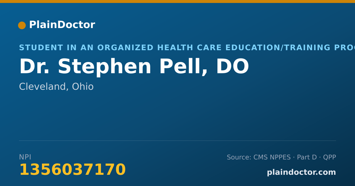 Shareable card for Stephen Pell, DO - Student in an Organized Health Care Education/Training Program, Cleveland, OH