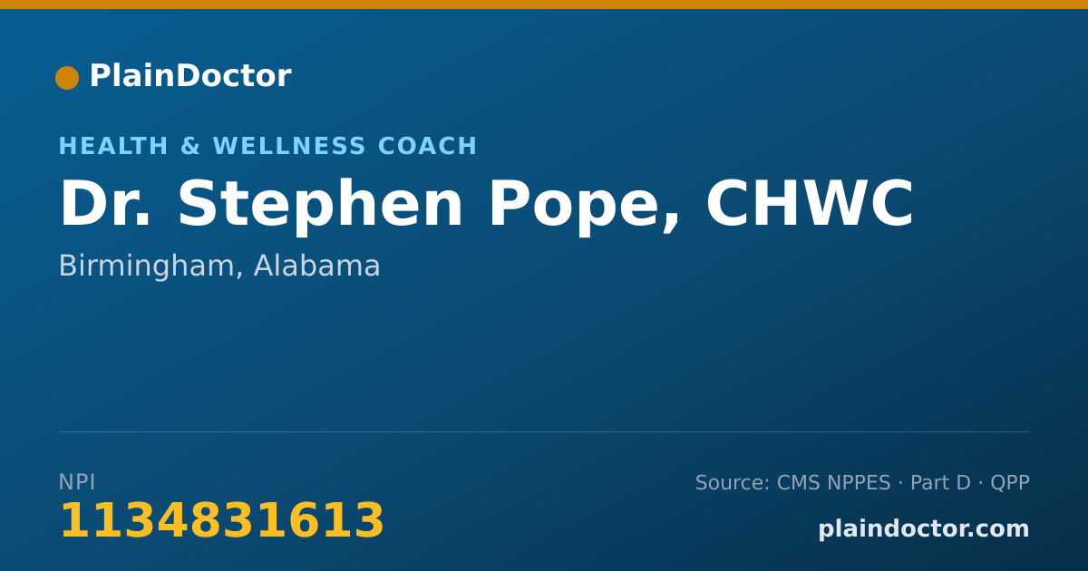 Shareable card for Stephen Pope, CHWC - Health & Wellness Coach, Birmingham, AL