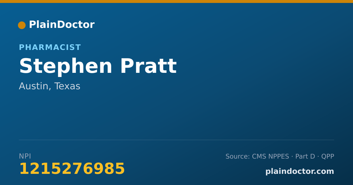 Shareable card for Stephen Pratt - Pharmacist, Austin, TX