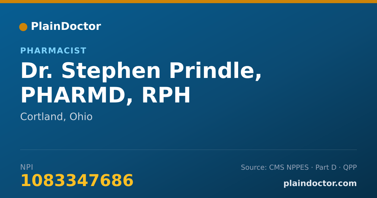 Shareable card for Stephen Prindle, PHARMD, RPH - Pharmacist, Cortland, OH