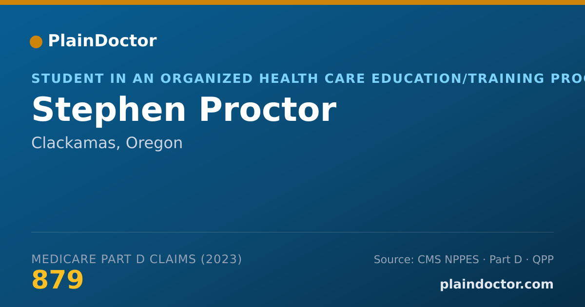Shareable card for Stephen Proctor - Student in an Organized Health Care Education/Training Program, Clackamas, OR
