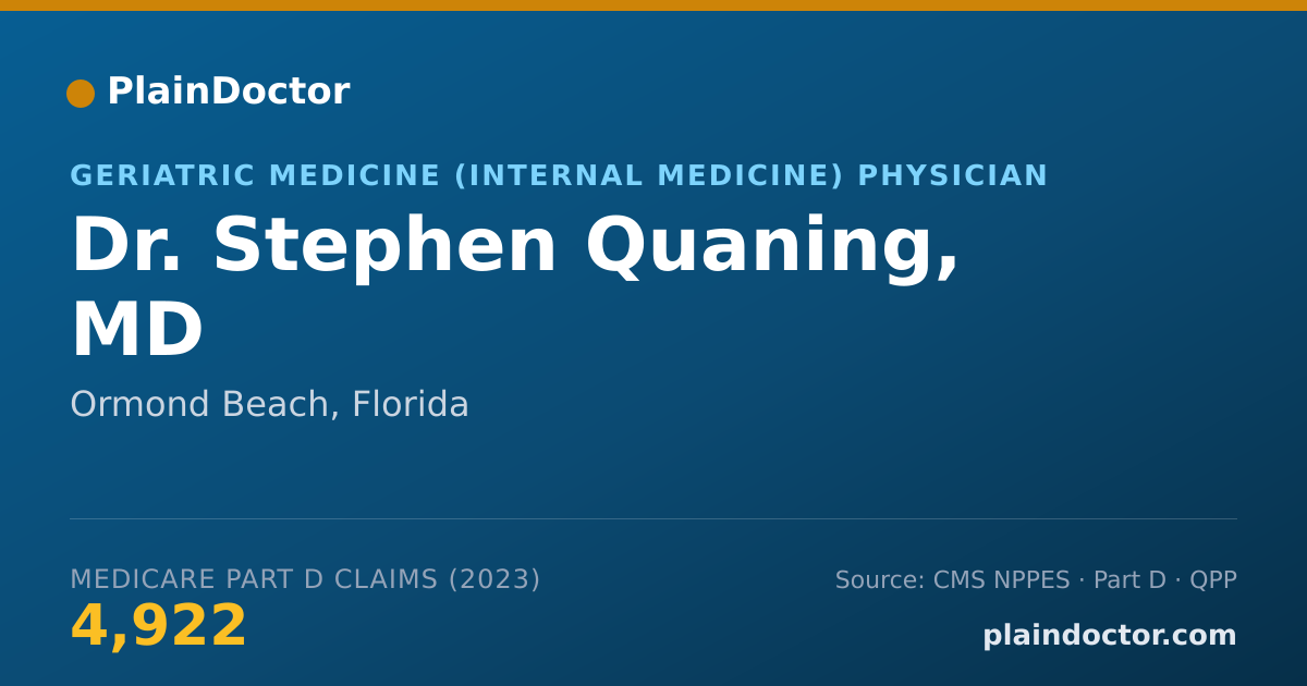 Shareable card for Stephen Quaning, MD - Geriatric Medicine (Internal Medicine) Physician, Ormond Beach, FL
