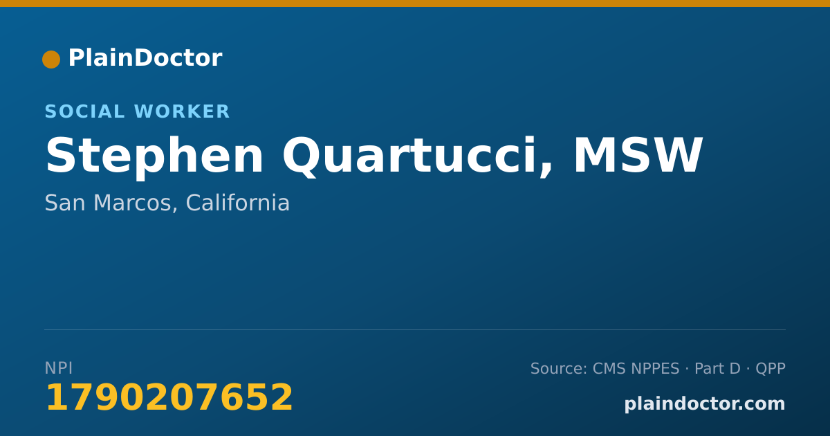 Shareable card for Stephen Quartucci, MSW - Social Worker, San Marcos, CA