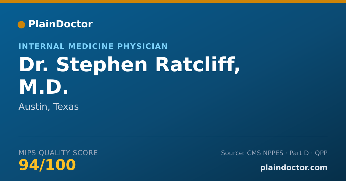 Shareable card for Stephen Ratcliff, M.D. - Internal Medicine Physician, Austin, TX