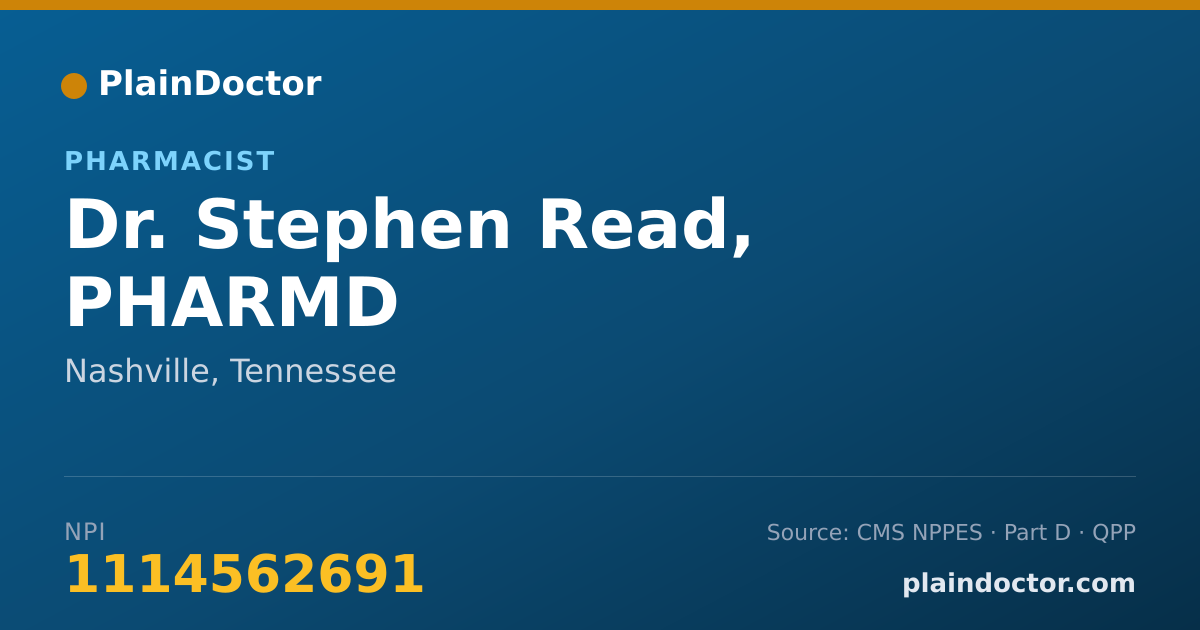 Shareable card for Stephen Read, PHARMD - Pharmacist, Nashville, TN