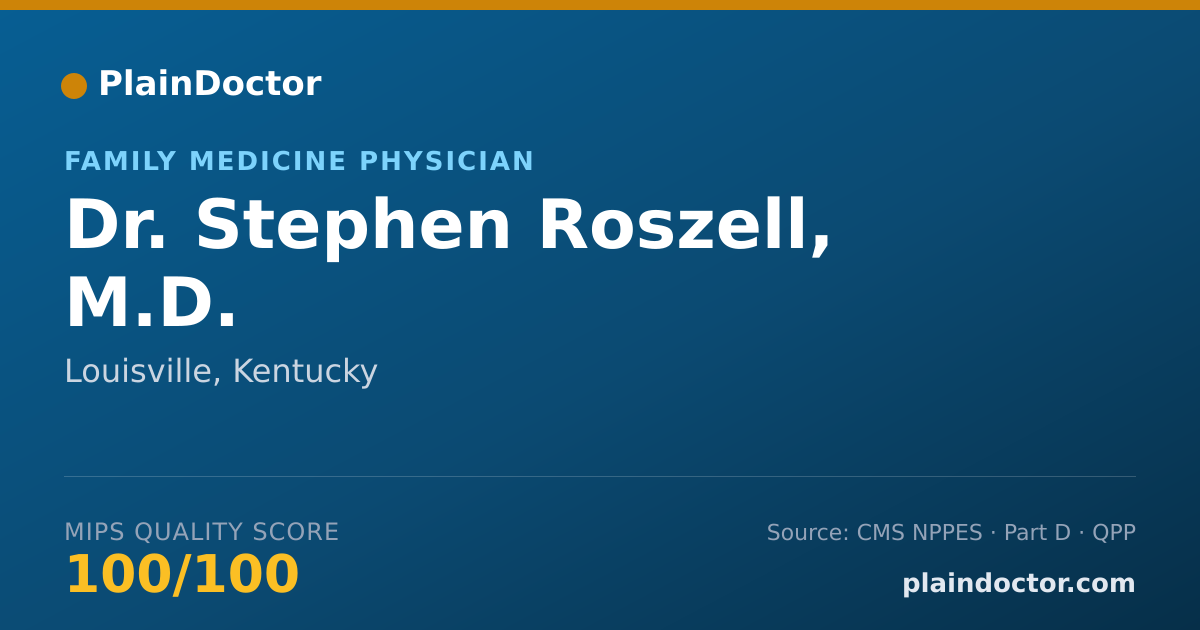 Shareable card for Stephen Roszell, M.D. - Family Medicine Physician, Louisville, KY