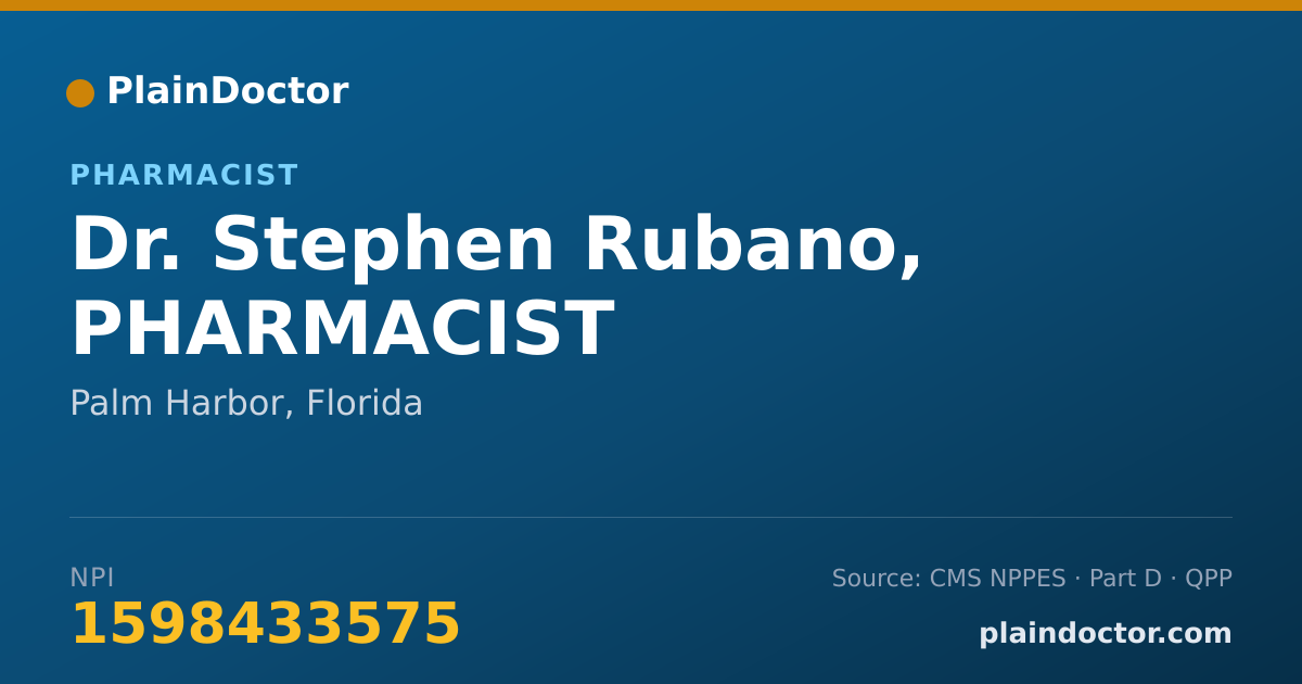 Shareable card for Stephen Rubano, PHARMACIST - Pharmacist, Palm Harbor, FL