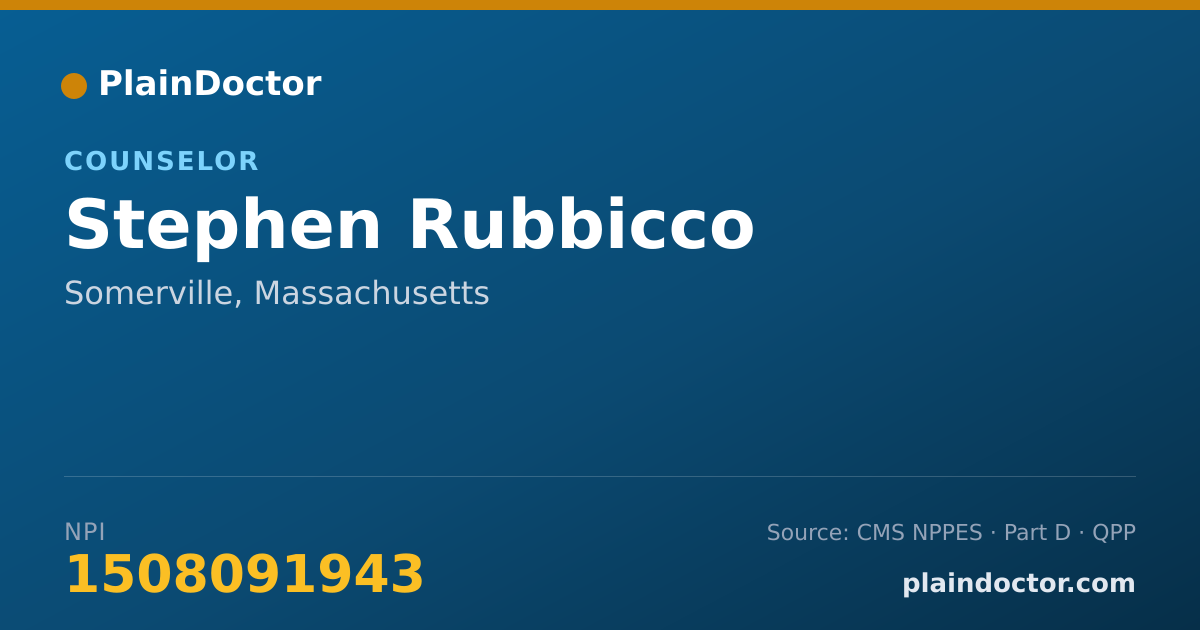 Shareable card for Stephen Rubbicco - Counselor, Somerville, MA