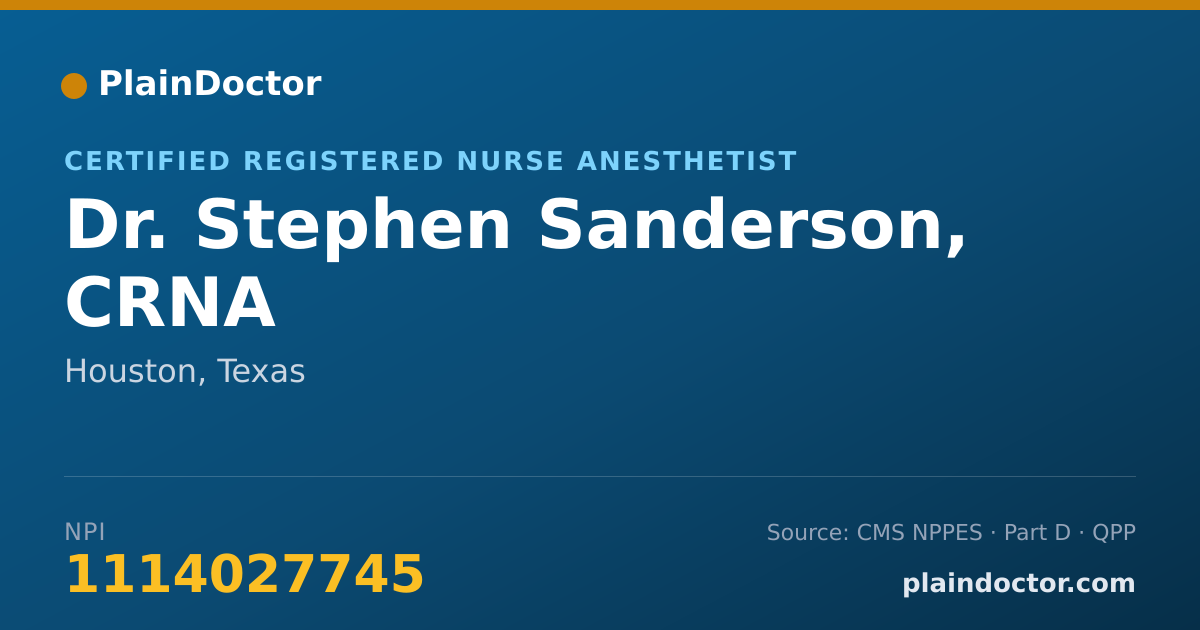 Shareable card for Stephen Sanderson, CRNA - Certified Registered Nurse Anesthetist, Houston, TX