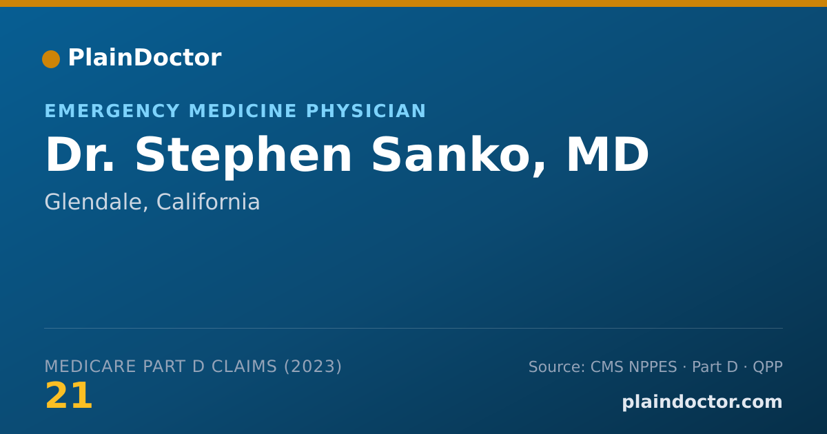Shareable card for Stephen Sanko, MD - Emergency Medicine Physician, Glendale, CA