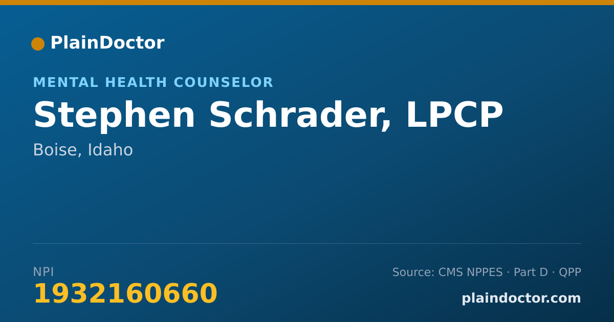 Shareable card for Stephen Schrader, LPCP - Mental Health Counselor, Boise, ID