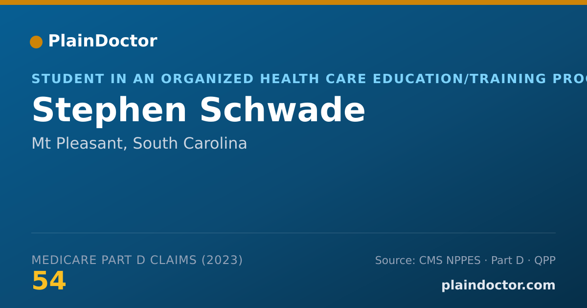 Shareable card for Stephen Schwade - Student in an Organized Health Care Education/Training Program, Mt Pleasant, SC