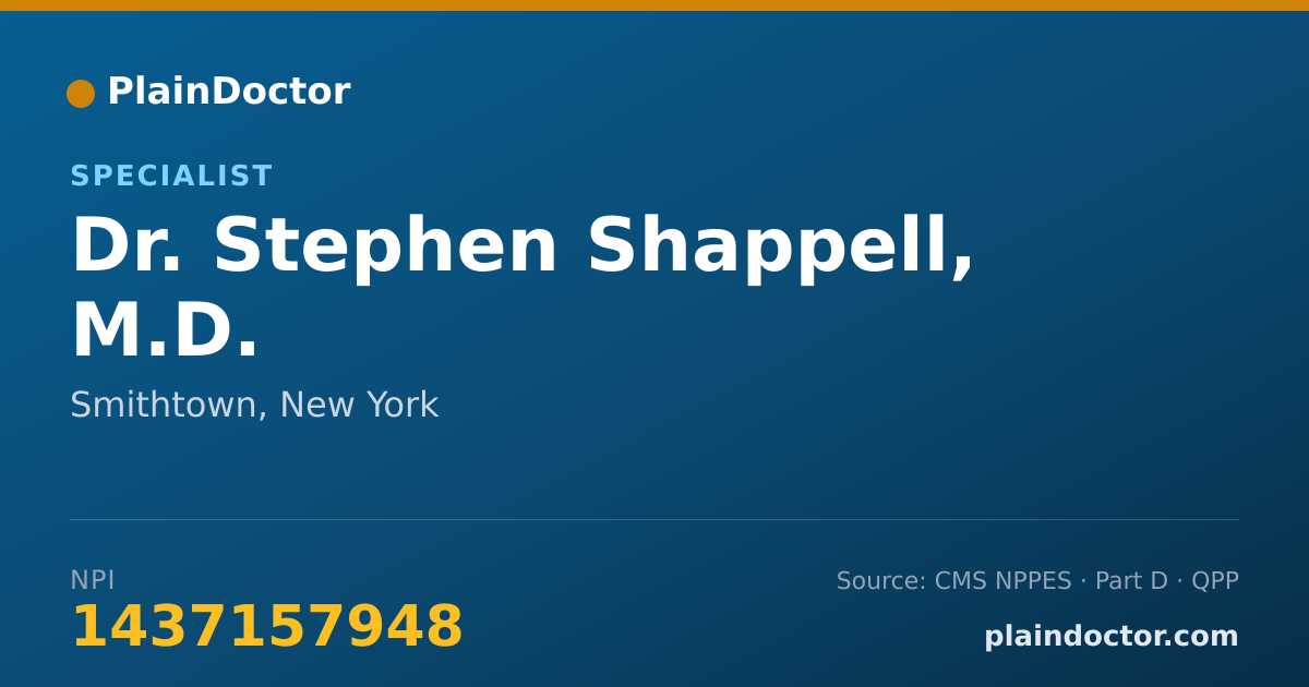 Shareable card for Stephen Shappell, M.D. - Specialist, Smithtown, NY