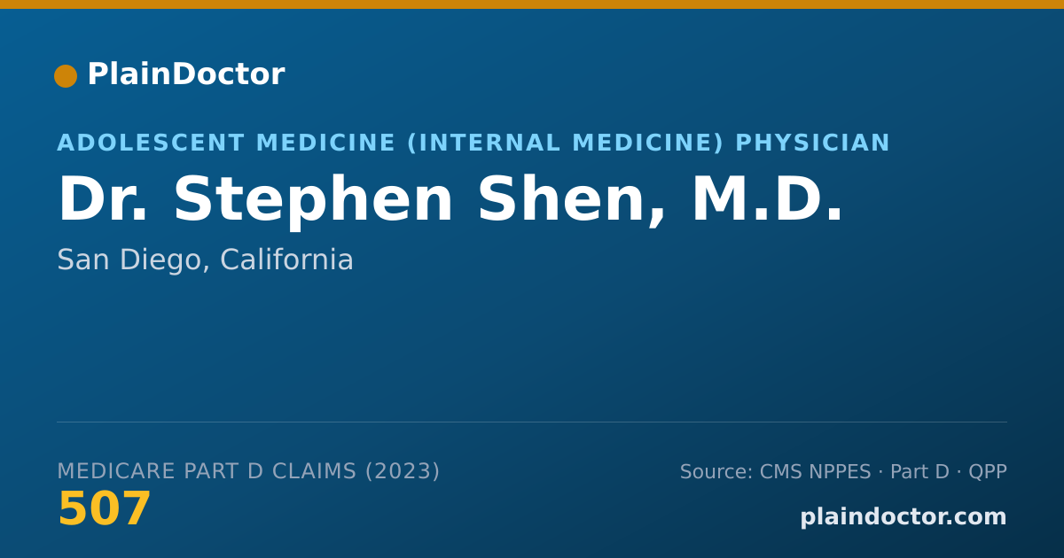 Shareable card for Stephen Shen, M.D. - Adolescent Medicine (Internal Medicine) Physician, San Diego, CA