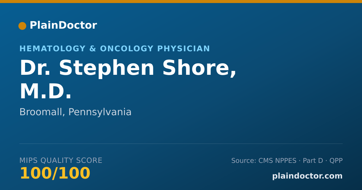 Shareable card for Stephen Shore, M.D. - Hematology & Oncology Physician, Broomall, PA