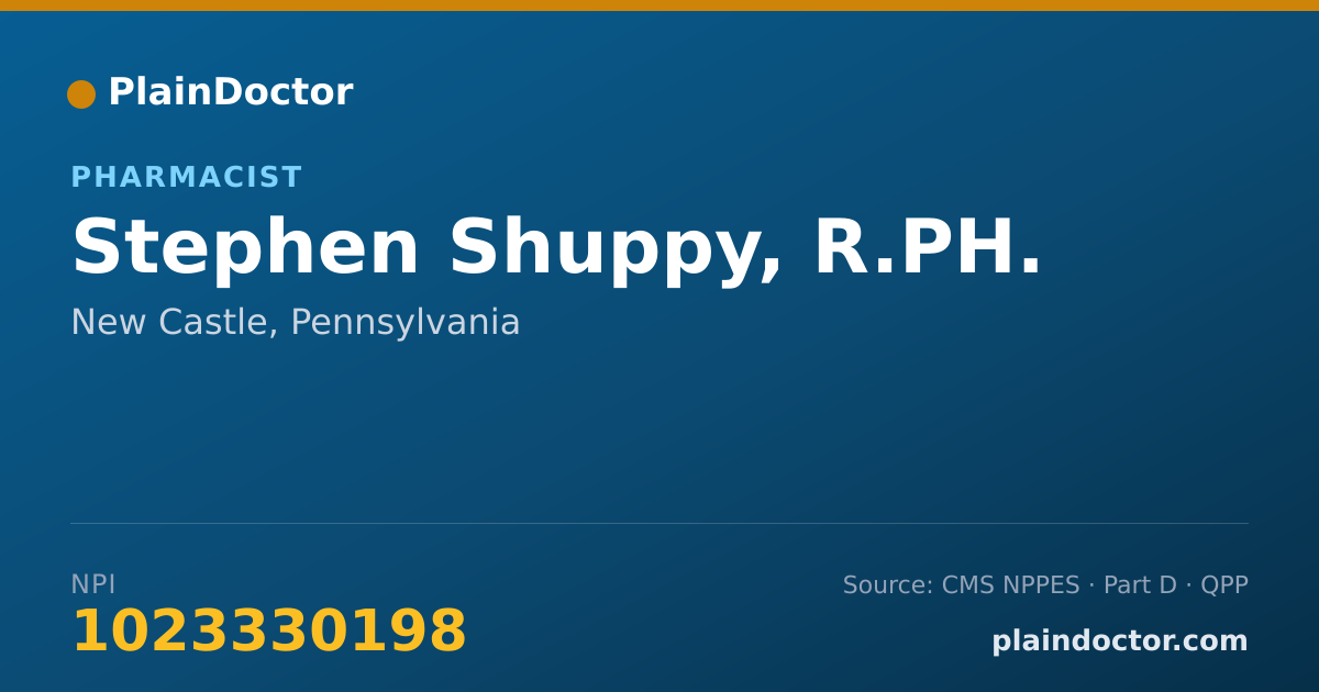 Shareable card for Stephen Shuppy, R.PH. - Pharmacist, New Castle, PA