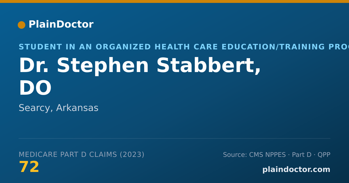 Shareable card for Stephen Stabbert, DO - Student in an Organized Health Care Education/Training Program, Searcy, AR