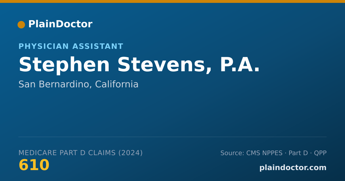 Shareable card for Stephen Stevens, P.A. - Physician Assistant, San Bernardino, CA