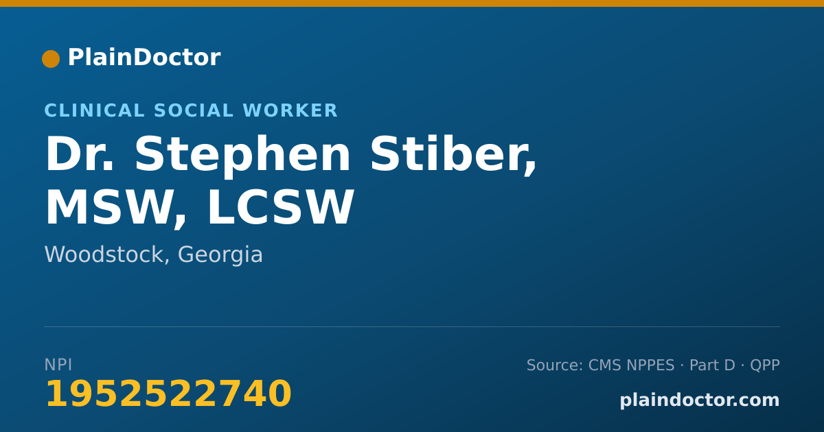 Shareable card for Stephen Stiber, MSW, LCSW - Clinical Social Worker, Woodstock, GA