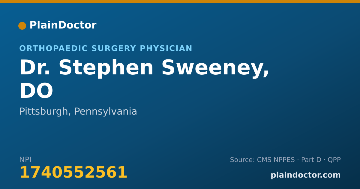 Shareable card for Stephen Sweeney, DO - Orthopaedic Surgery Physician, Pittsburgh, PA