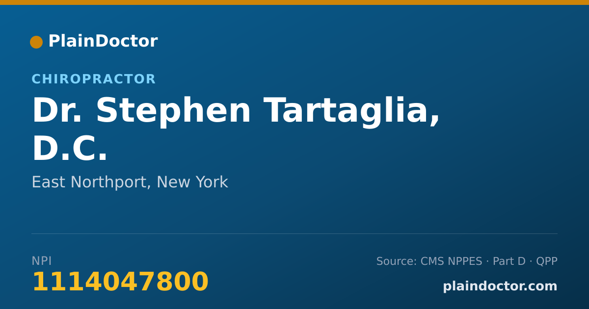 Shareable card for Stephen Tartaglia, D.C. - Chiropractor, East Northport, NY