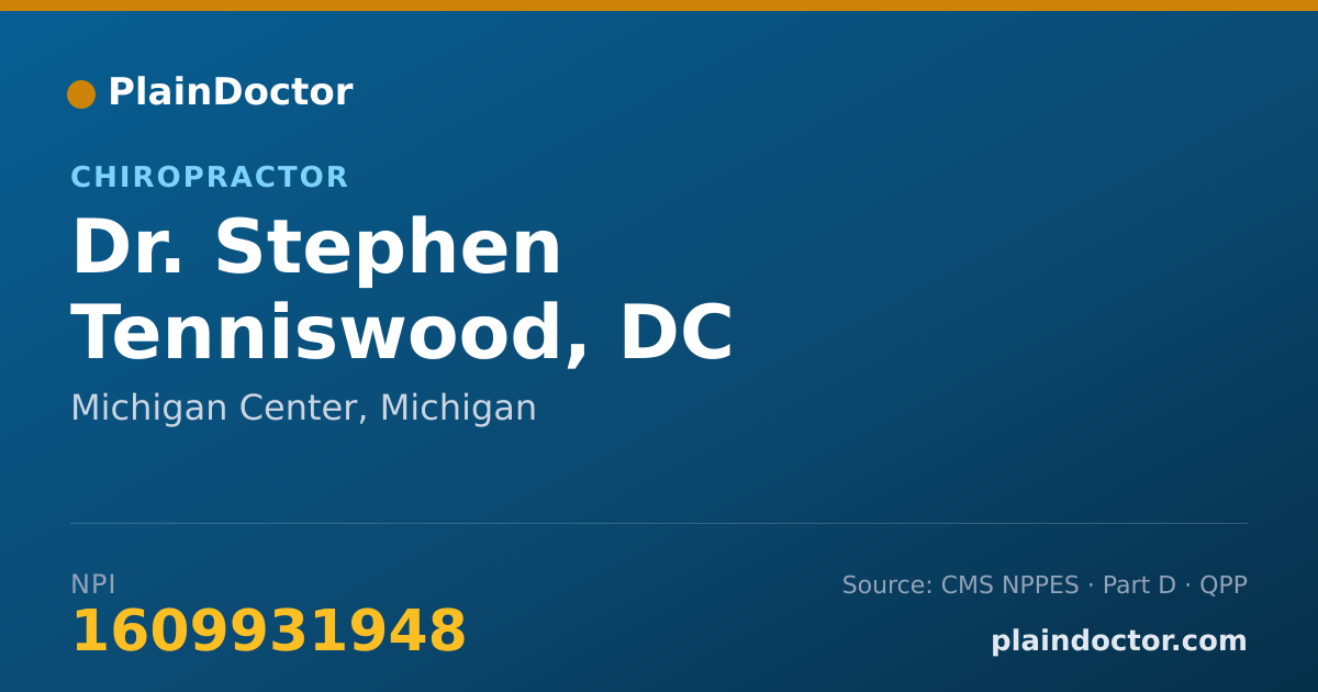 Shareable card for Stephen Tenniswood, DC - Chiropractor, Michigan Center, MI
