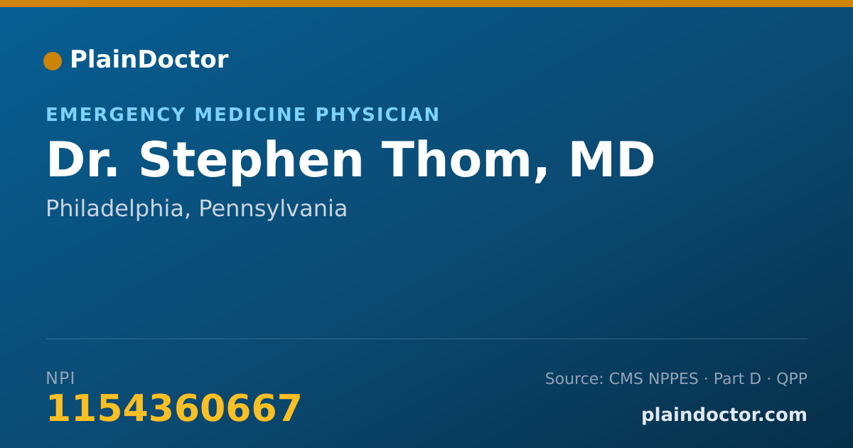Shareable card for Stephen Thom, MD - Emergency Medicine Physician, Philadelphia, PA
