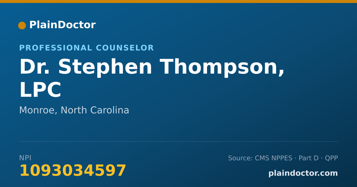 Shareable card for Stephen Thompson, LPC - Professional Counselor, Monroe, NC